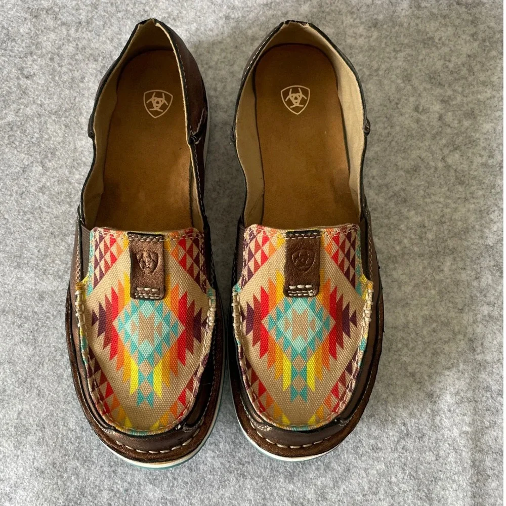 Ariat Cruiser Womens Metallic Bronze Serape Southwestern Slip On Loafers Shoes